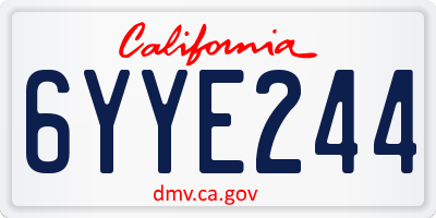 CA license plate 6YYE244