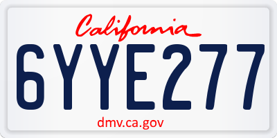 CA license plate 6YYE277