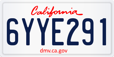 CA license plate 6YYE291