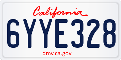 CA license plate 6YYE328