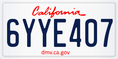 CA license plate 6YYE407