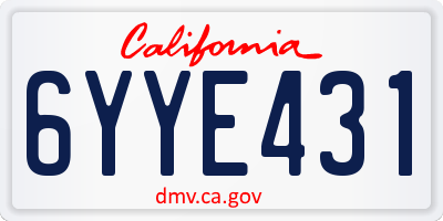 CA license plate 6YYE431