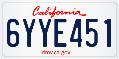 CA license plate 6YYE451