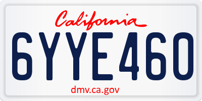 CA license plate 6YYE460