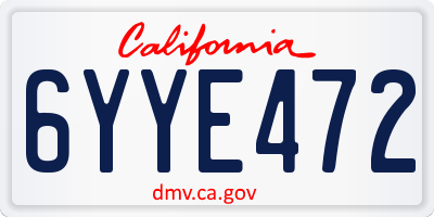 CA license plate 6YYE472