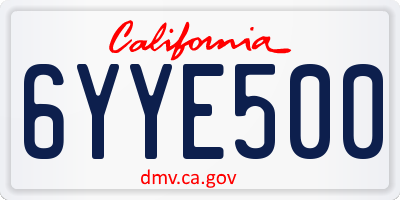 CA license plate 6YYE500