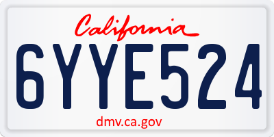 CA license plate 6YYE524