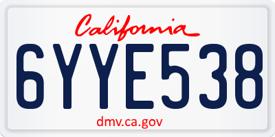 CA license plate 6YYE538