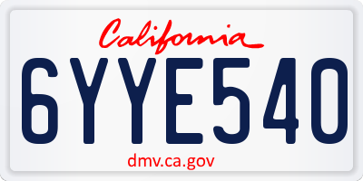 CA license plate 6YYE540