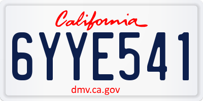 CA license plate 6YYE541