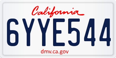 CA license plate 6YYE544