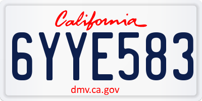CA license plate 6YYE583