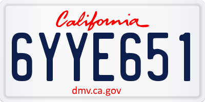 CA license plate 6YYE651