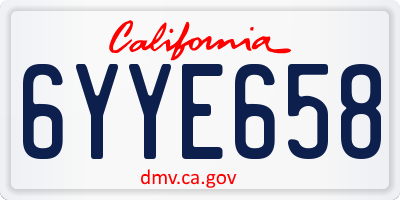 CA license plate 6YYE658