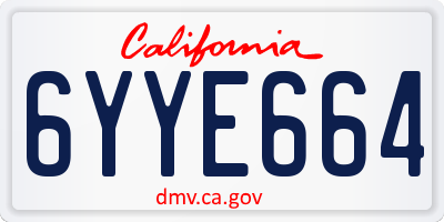 CA license plate 6YYE664