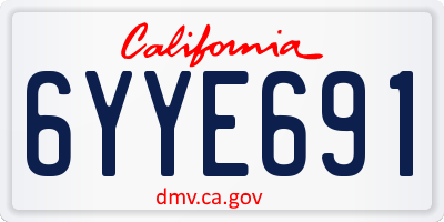 CA license plate 6YYE691