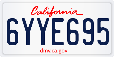 CA license plate 6YYE695