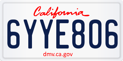 CA license plate 6YYE806