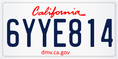 CA license plate 6YYE814