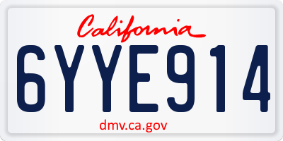 CA license plate 6YYE914