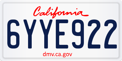 CA license plate 6YYE922