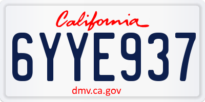 CA license plate 6YYE937