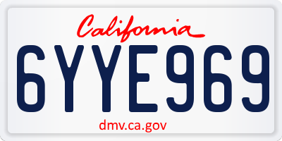 CA license plate 6YYE969