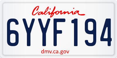 CA license plate 6YYF194
