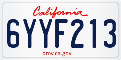 CA license plate 6YYF213