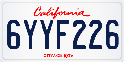 CA license plate 6YYF226