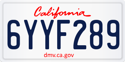 CA license plate 6YYF289