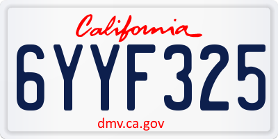CA license plate 6YYF325
