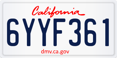 CA license plate 6YYF361