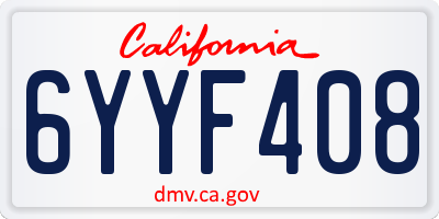 CA license plate 6YYF408