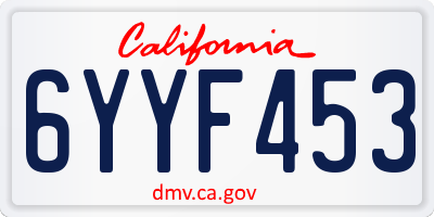 CA license plate 6YYF453