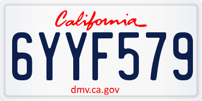 CA license plate 6YYF579