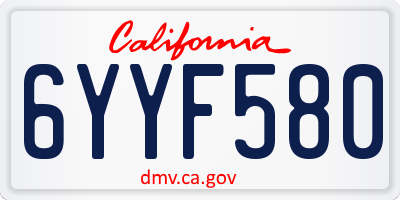 CA license plate 6YYF580