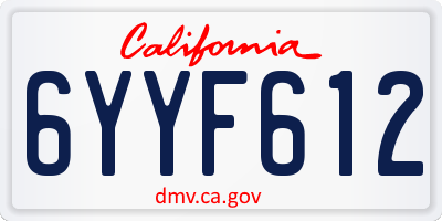 CA license plate 6YYF612