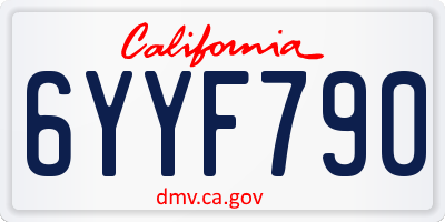 CA license plate 6YYF790
