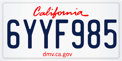 CA license plate 6YYF985