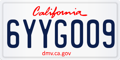 CA license plate 6YYG009