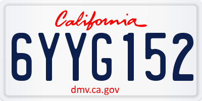 CA license plate 6YYG152