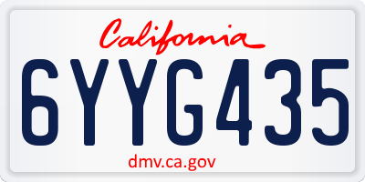 CA license plate 6YYG435