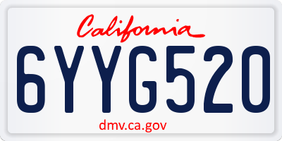 CA license plate 6YYG520