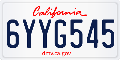 CA license plate 6YYG545