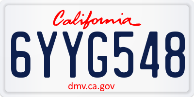CA license plate 6YYG548