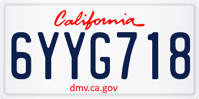 CA license plate 6YYG718