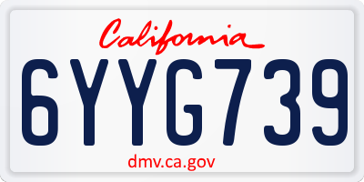CA license plate 6YYG739