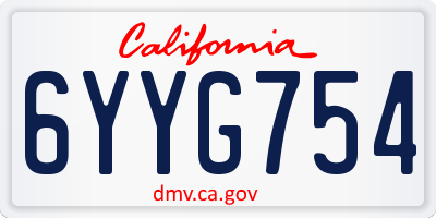 CA license plate 6YYG754