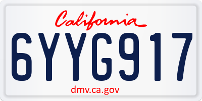 CA license plate 6YYG917